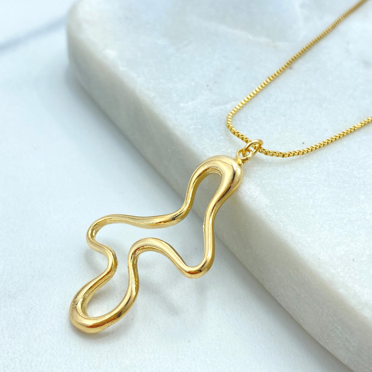 18k Gold Filled Asymmetrical Charm Necklace, Melting Design Charm Necklace, Mismatched Necklace, Slime Drip Necklace, Wholesale Jewelry