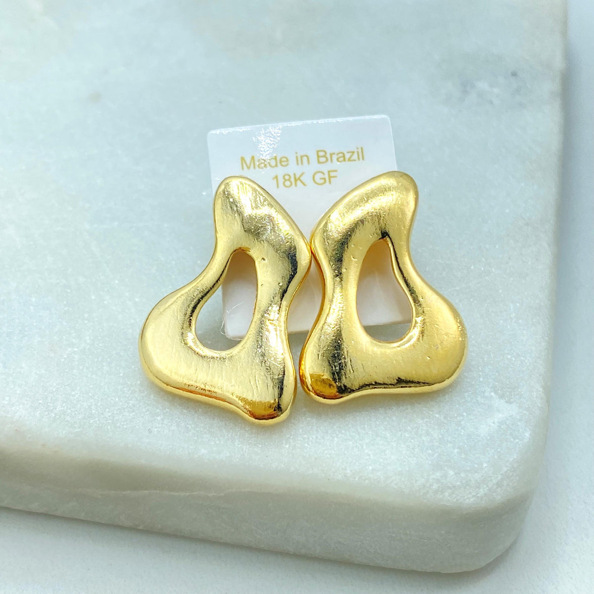 18k Gold Filled Asymmetrical Earrings, Dripping Earrings, Melting Earrings, Mismatched Earrings, Slime Drip Stud Earrings, Wholesale Jewelry