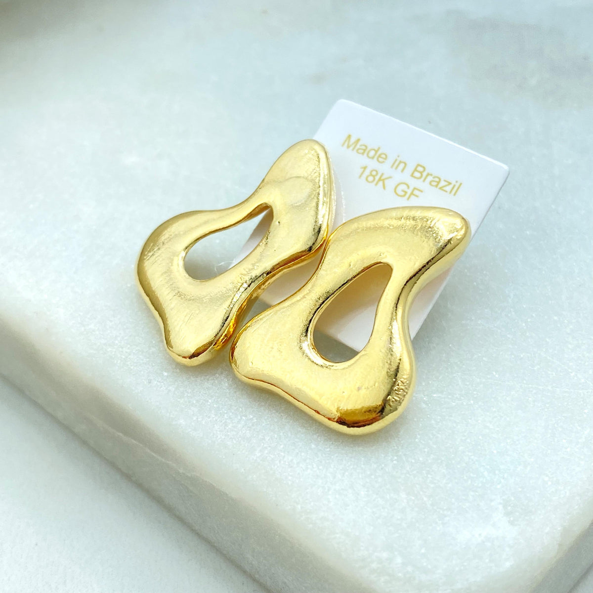 18k Gold Filled Asymmetrical Earrings, Dripping Earrings, Melting Earrings, Mismatched Earrings, Slime Drip Stud Earrings, Wholesale Jewelry