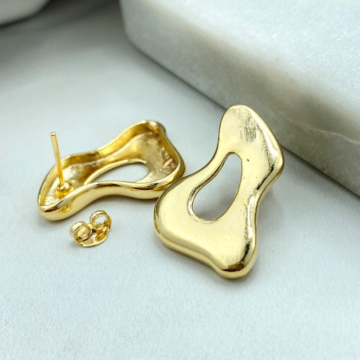 18k Gold Filled Asymmetrical Earrings, Dripping Earrings, Melting Earrings, Mismatched Earrings, Slime Drip Stud Earrings, Wholesale Jewelry