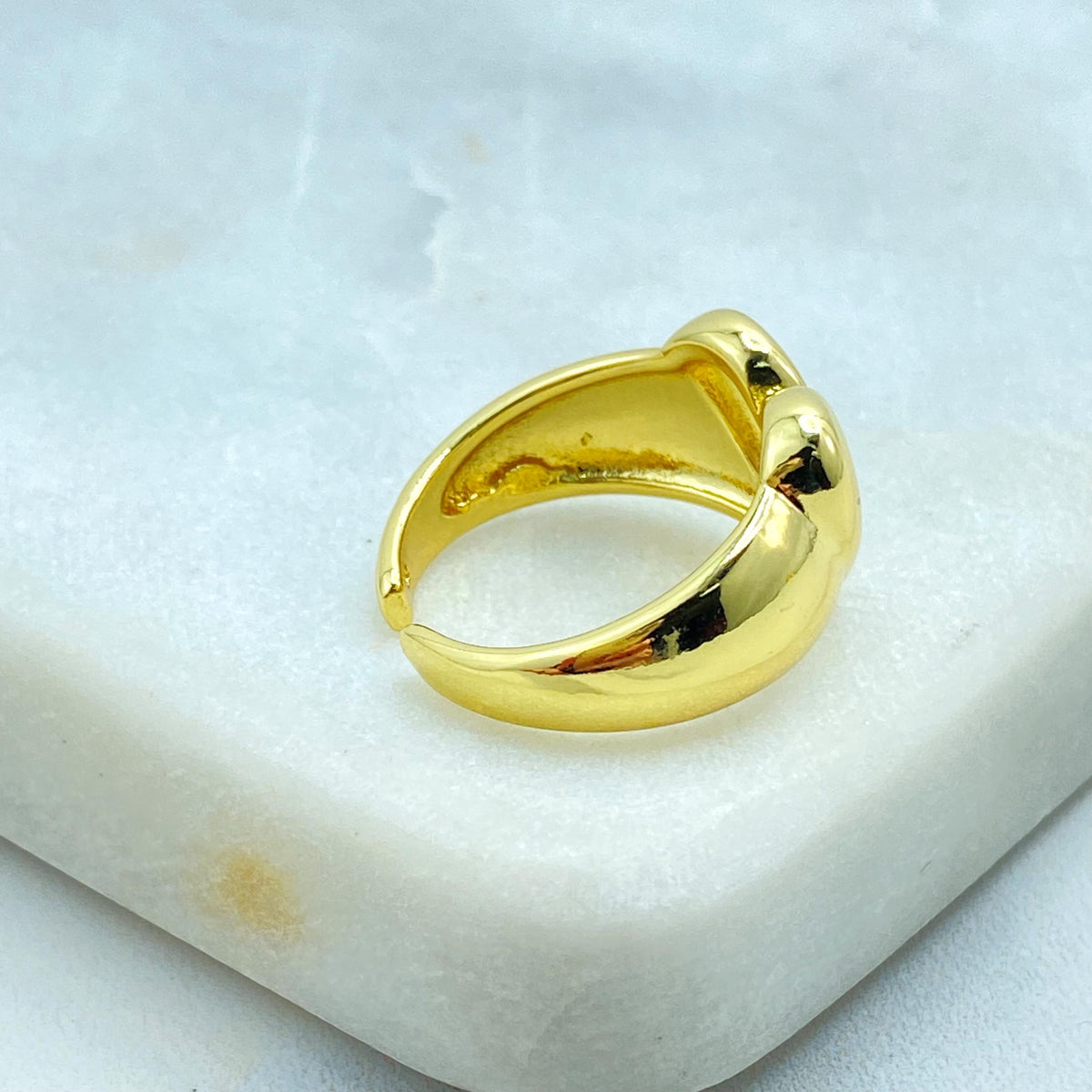 18K Gold Filled Adjustable Heart Ring, Bold Puffy Heart Statement Band, Open Love Ring, Wholesale Jewelry