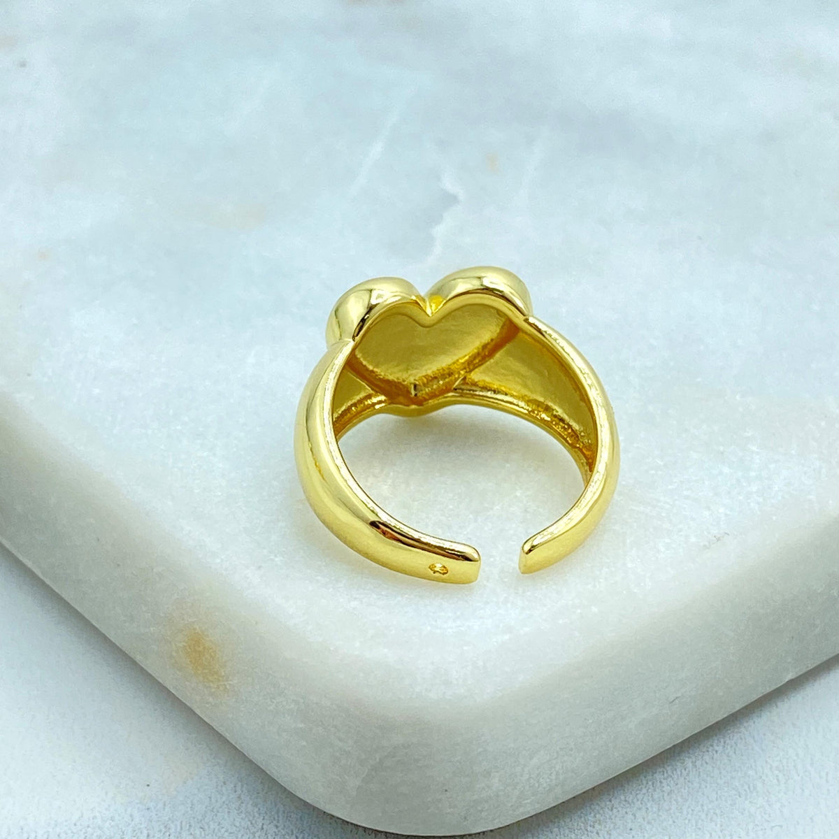 18K Gold Filled Adjustable Heart Ring, Bold Puffy Heart Statement Band, Open Love Ring, Wholesale Jewelry