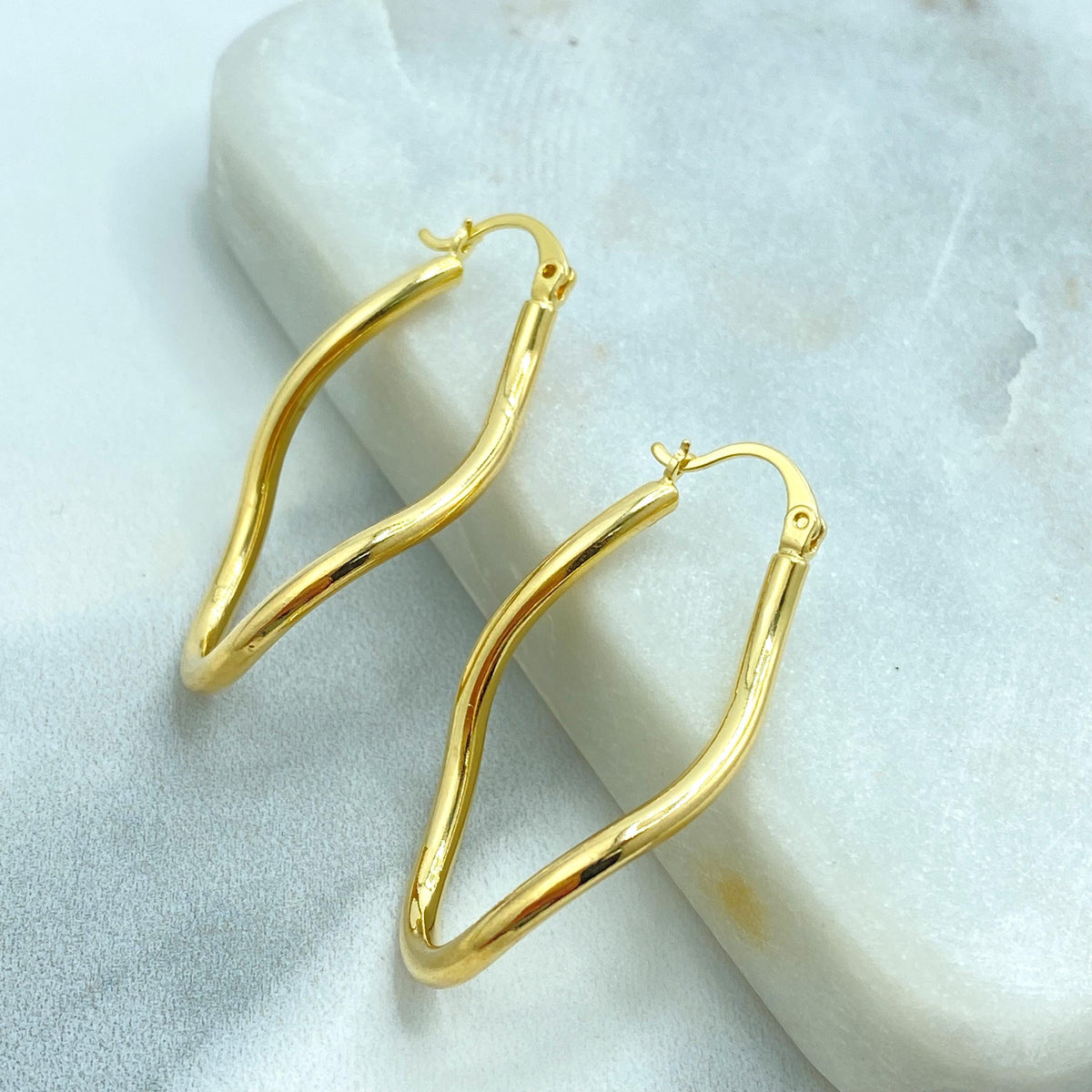 18k Gold Filled Irregular Hoop Earrings, Lightweight & Bold Earrings, Modern Sculptural Hoops, 2 Sizes, Wholesale Jewelry