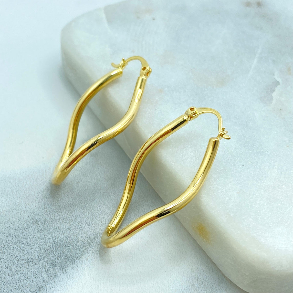 18k Gold Filled Irregular Hoop Earrings, Lightweight & Bold Earrings, Modern Sculptural Hoops, 2 Sizes, Wholesale Jewelry