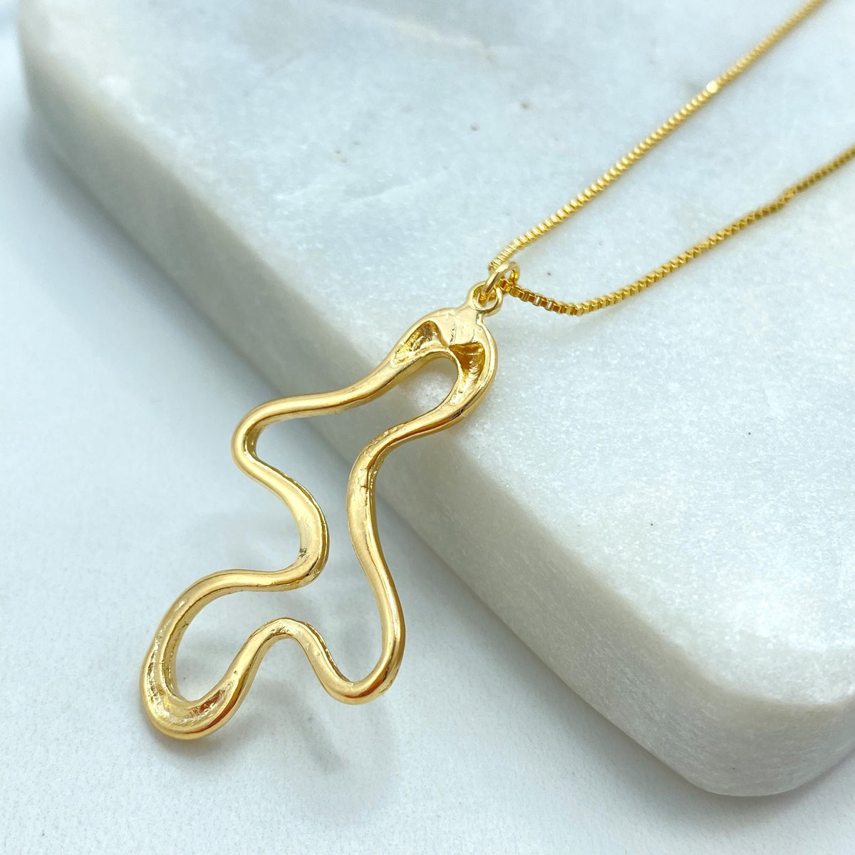 18k Gold Filled Asymmetrical Charm Necklace, Melting Design Charm Necklace, Mismatched Necklace, Slime Drip Necklace, Wholesale Jewelry