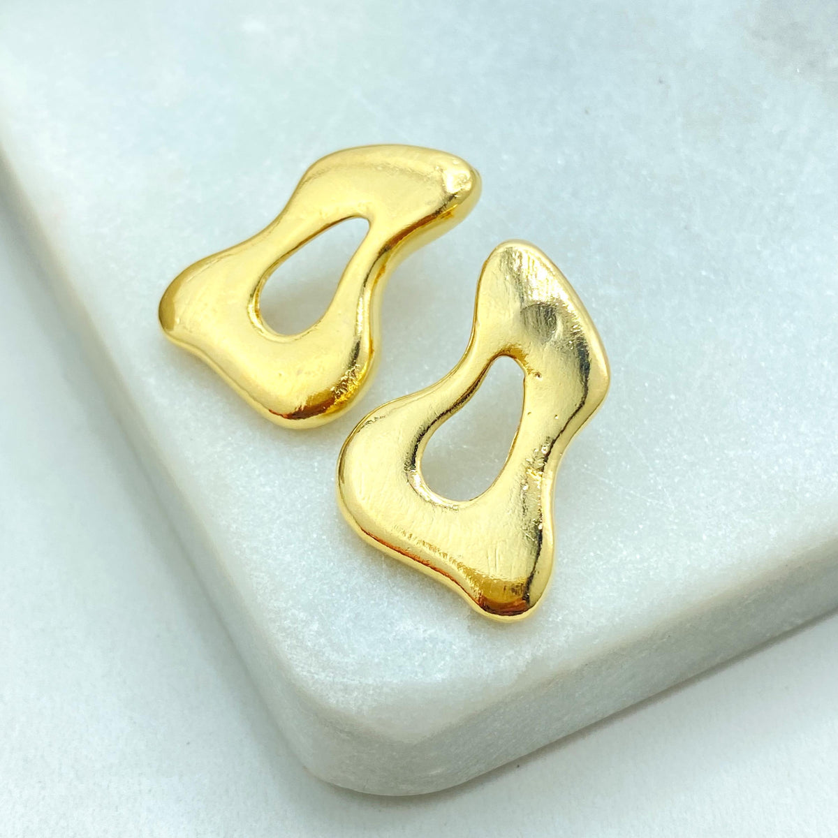 18k Gold Filled Asymmetrical Earrings, Dripping Earrings, Melting Earrings, Mismatched Earrings, Slime Drip Stud Earrings, Wholesale Jewelry
