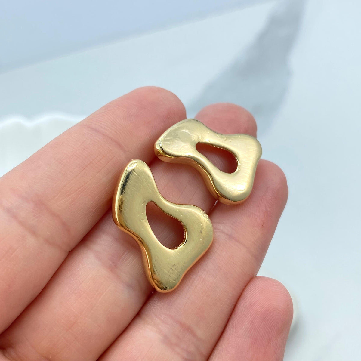 18k Gold Filled Asymmetrical Earrings, Dripping Earrings, Melting Earrings, Mismatched Earrings, Slime Drip Stud Earrings, Wholesale Jewelry