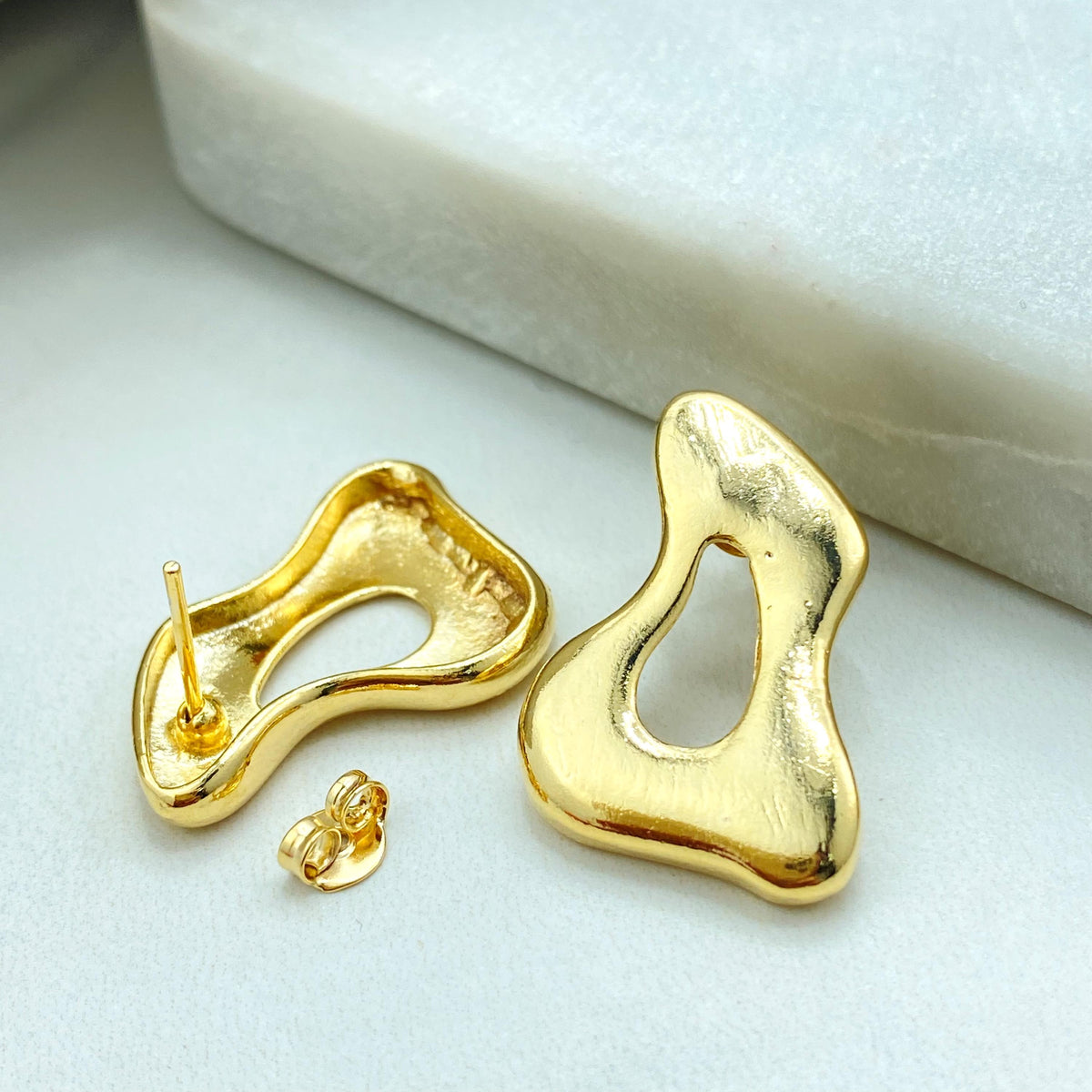 18k Gold Filled Asymmetrical Earrings, Dripping Earrings, Melting Earrings, Mismatched Earrings, Slime Drip Stud Earrings, Wholesale Jewelry