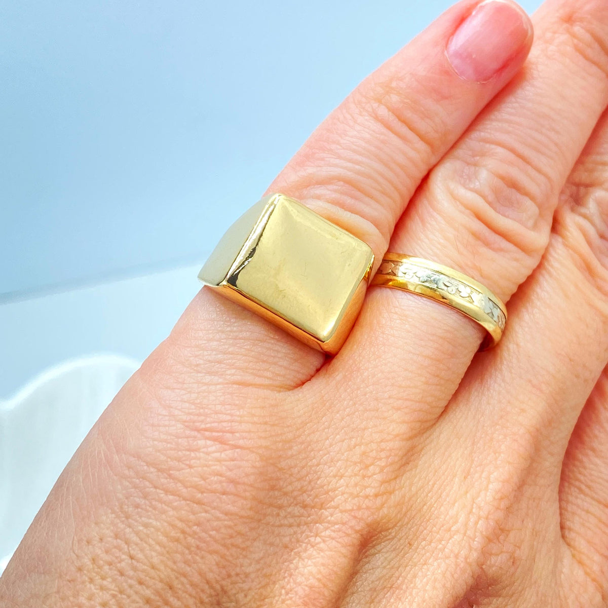 18k Gold Filled Pinky Ring, Square Geometric Design, Minimalist Statement Ring, Wholesale Jewelry