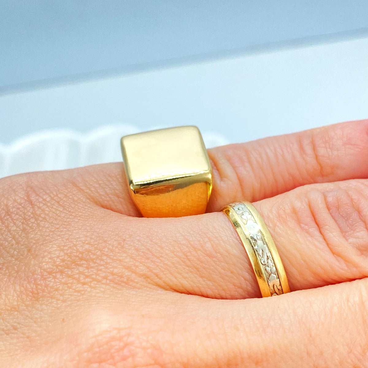 18k Gold Filled Pinky Ring, Square Geometric Design, Minimalist Statement Ring, Wholesale Jewelry