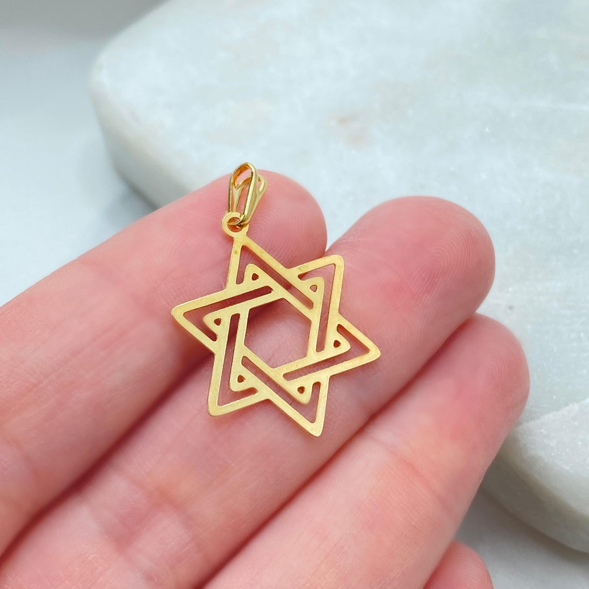 18k Gold Filled Star of David Pendant, Minimal Jewish Necklace Charm