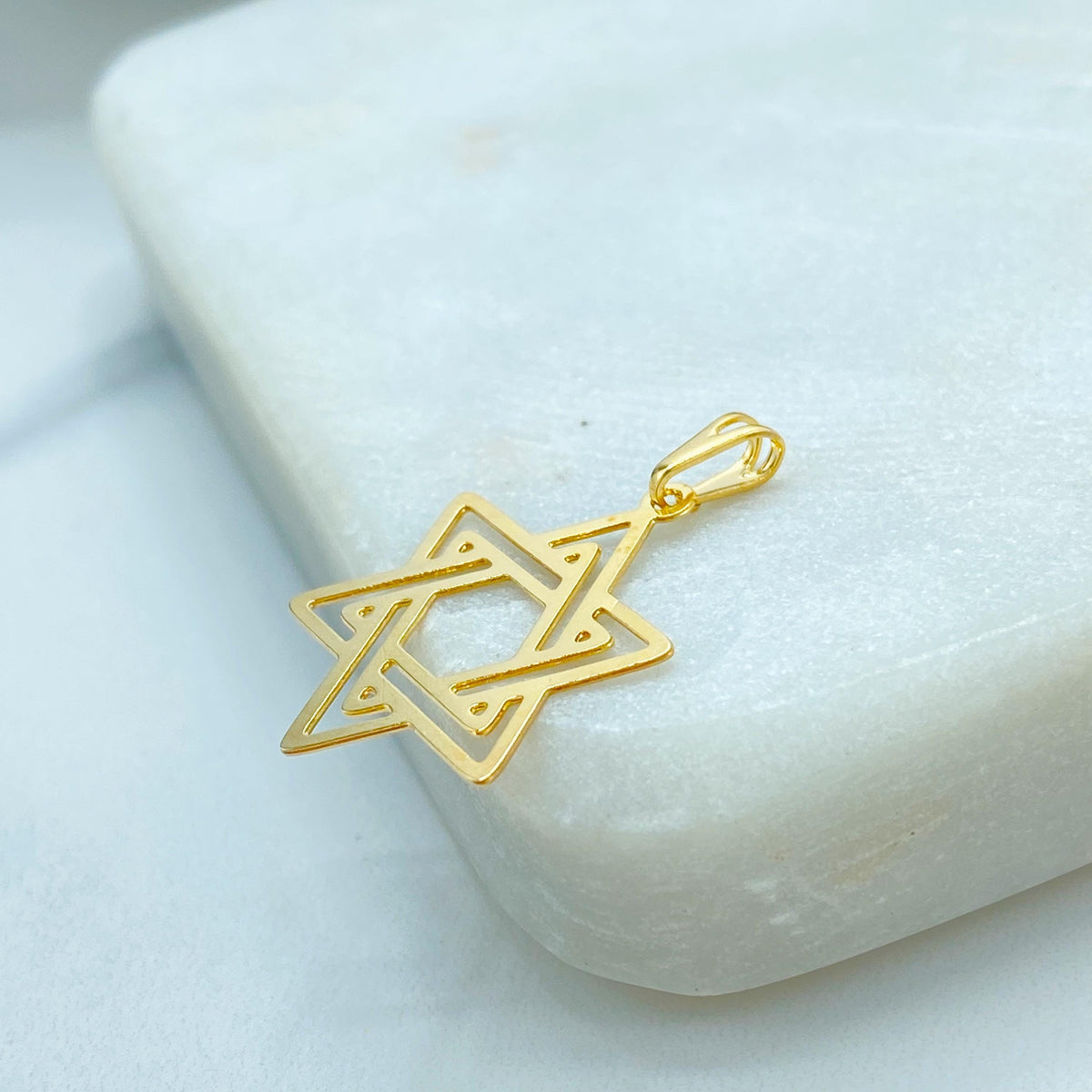 18k Gold Filled Star of David Pendant, Minimal Jewish Necklace Charm