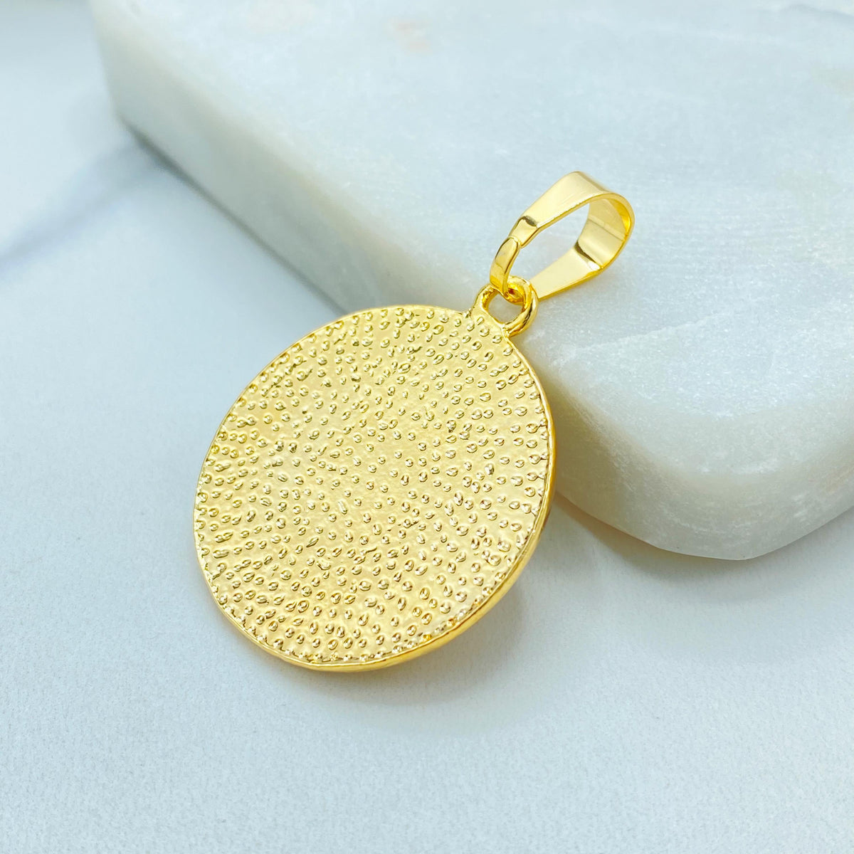18k Gold Filled Argentina Flag Pendant, Enamel Round Coin Charm