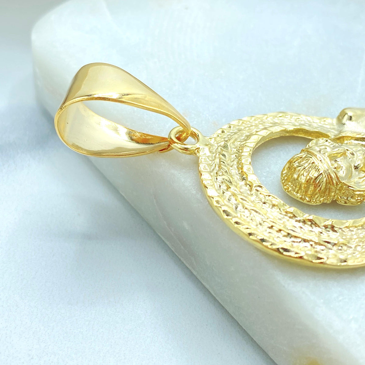 18K Gold Filled San Lazaro Pendant, Large Halo Charm
