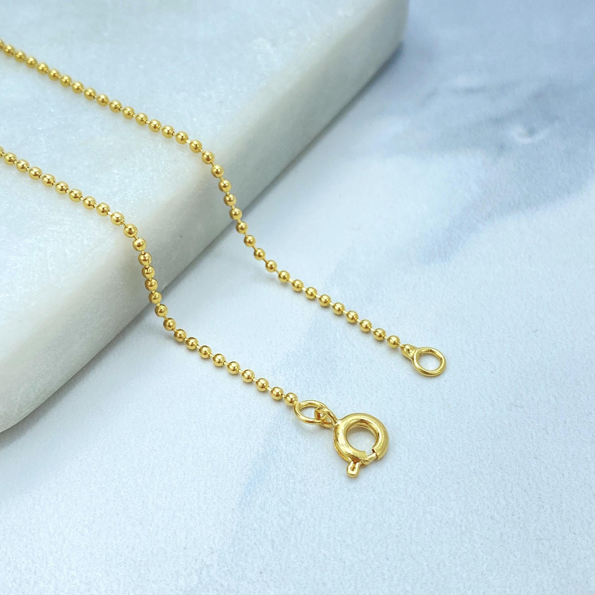 18K Gold Filled Rectangle Gem Duo, Beaded Link Collar With Pierced Pair, Jewelry Set