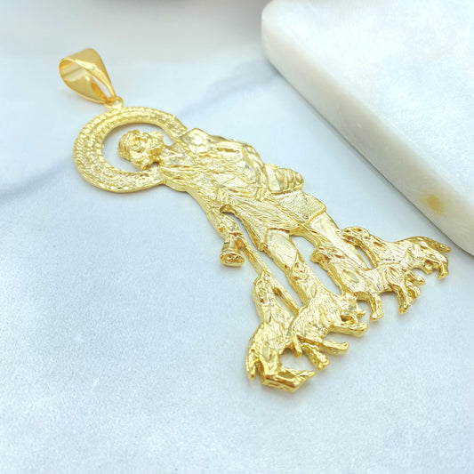 18K Gold Filled San Lazaro Pendant, Large Halo Charm