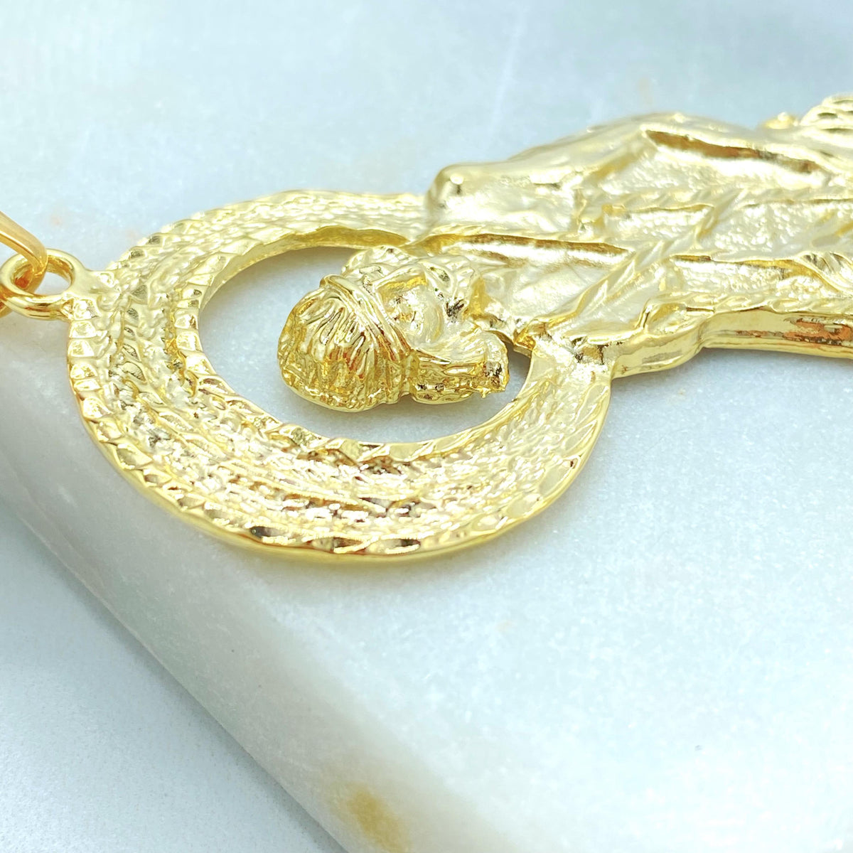 18K Gold Filled San Lazaro Pendant, Large Halo Charm