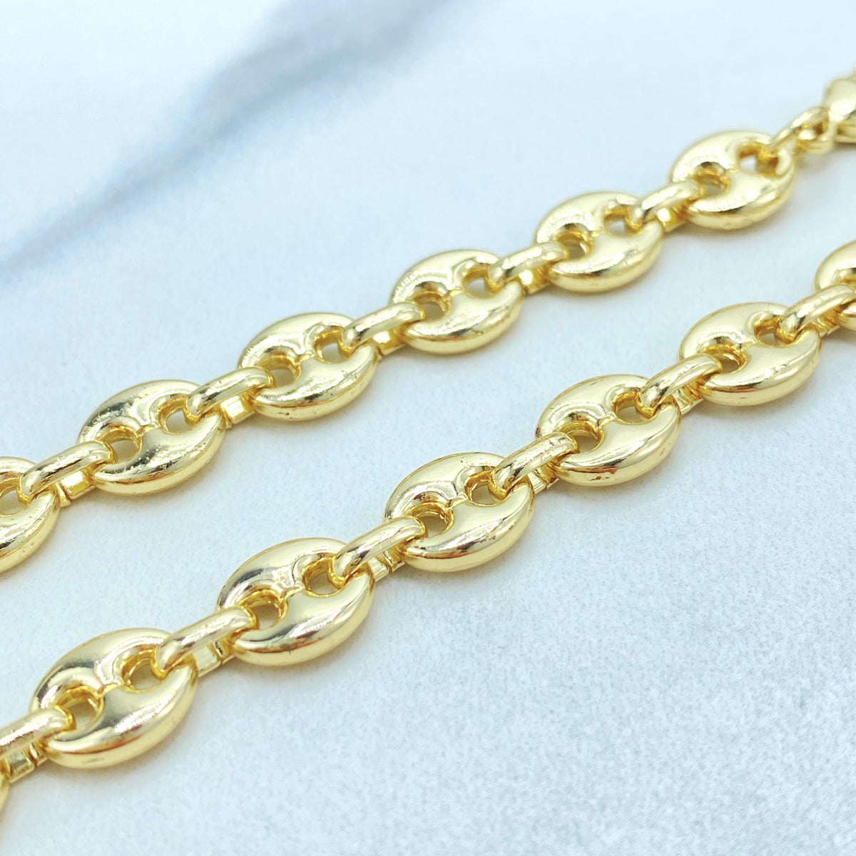 18K Gold Filled Mariner Link Bracelet, Enamel Disc Accent, Color Selection