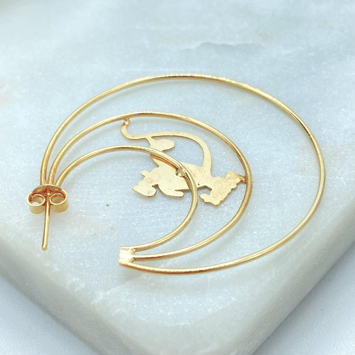 18K Gold Filled Baby Phat Statement Earrings, Triple Wire Hoop Design