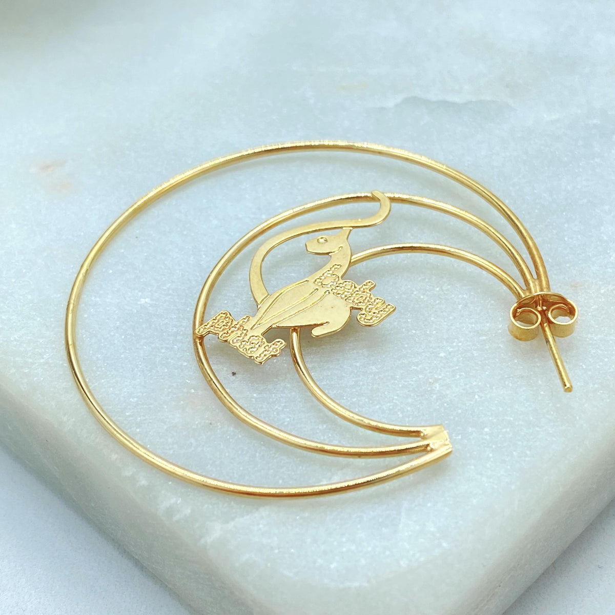 18K Gold Filled Baby Phat Statement Earrings, Triple Wire Hoop Design