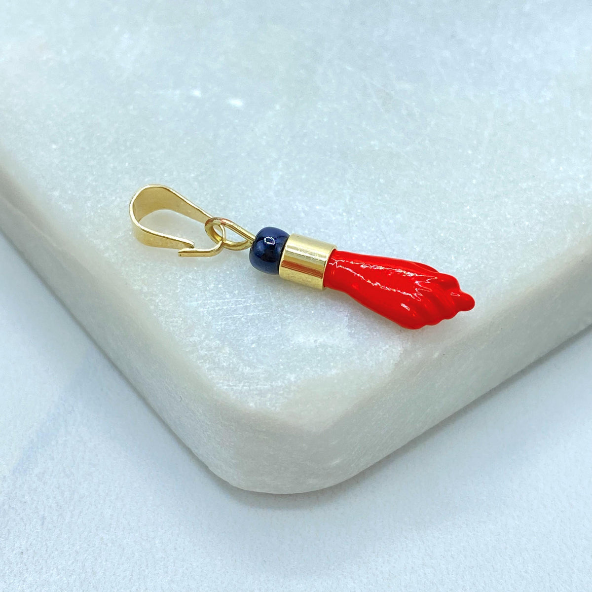 18K Gold Filled Figa Hand Charm, Enamel Pendant, Choose Color, Lucky Amulet