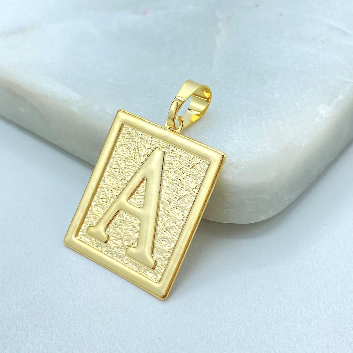 18K Gold Filled Initial Charm, Square Letter Pendant, Choose Initial, Wholesale