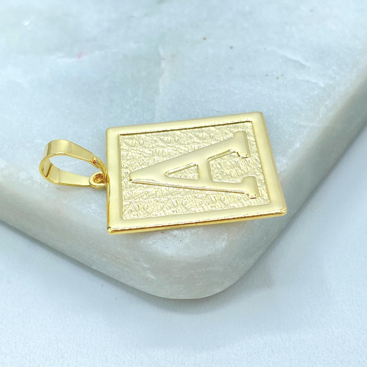 18K Gold Filled Initial Charm, Square Letter Pendant, Choose Initial, Wholesale