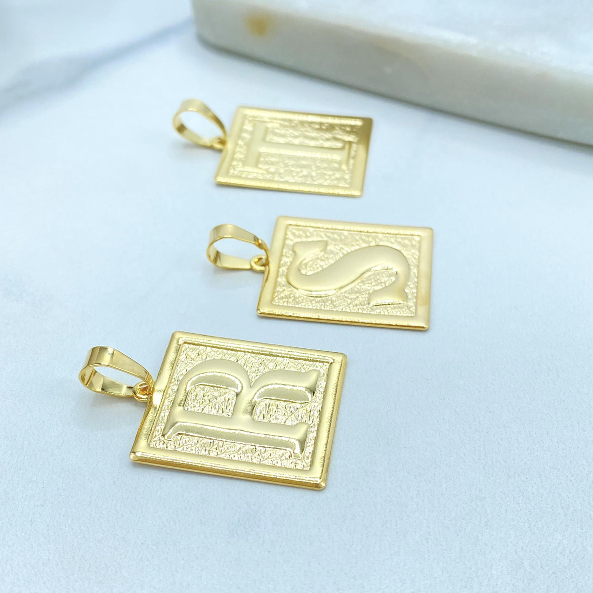 18K Gold Filled Initial Charm, Square Letter Pendant, Choose Initial, Wholesale
