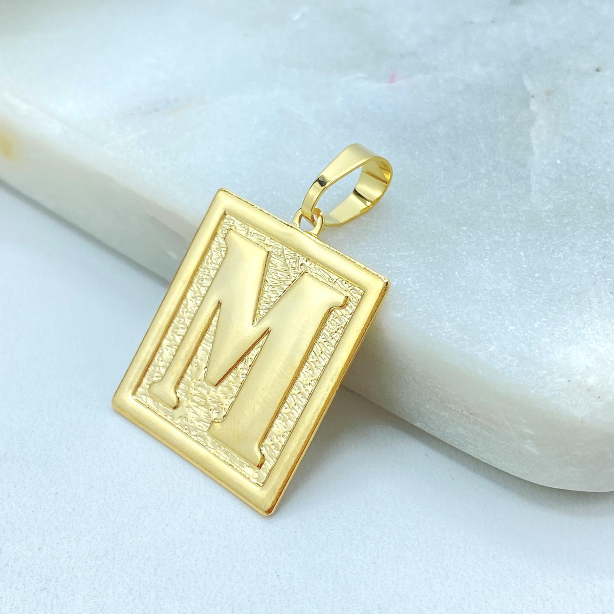 18K Gold Filled Initial Charm, Square Letter Pendant, Choose Initial, Wholesale