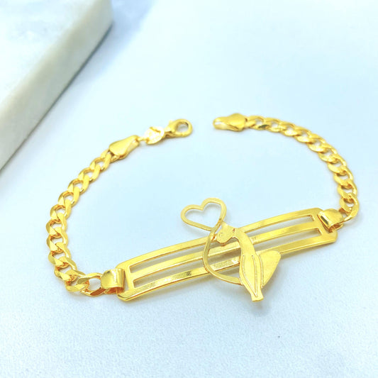 18K Gold Filled Baby Phat Nameplate Bracelet, Kitty Silhouette Statement Bracelet