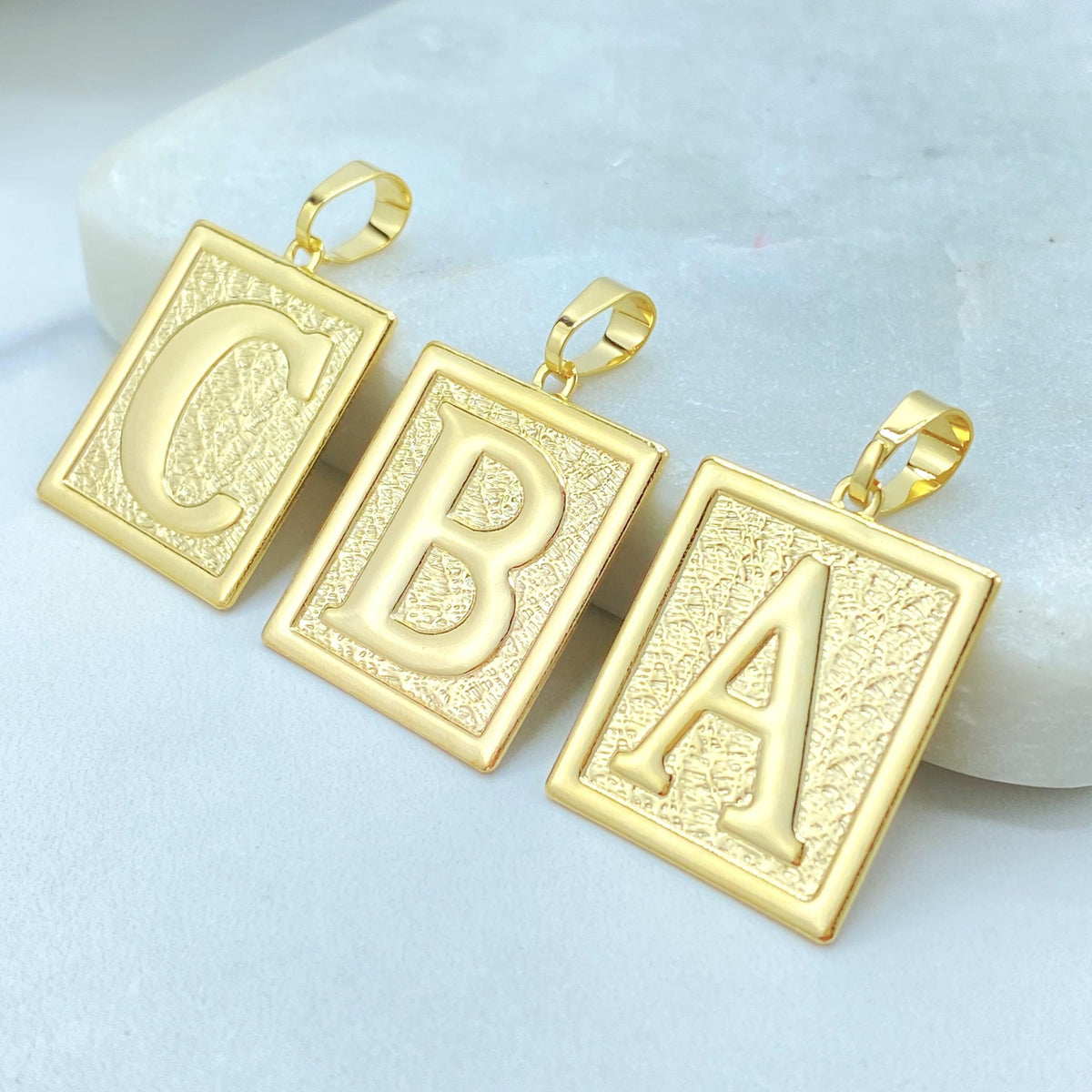 18K Gold Filled Initial Charm, Square Letter Pendant, Choose Initial, Wholesale