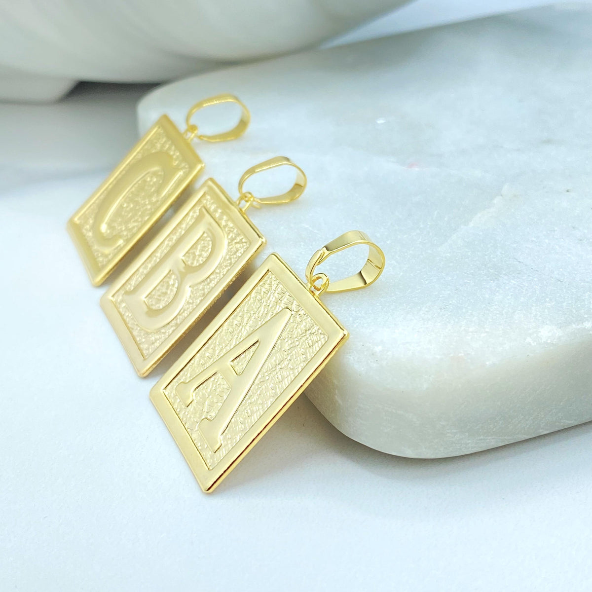 18K Gold Filled Initial Charm, Square Letter Pendant, Choose Initial, Wholesale