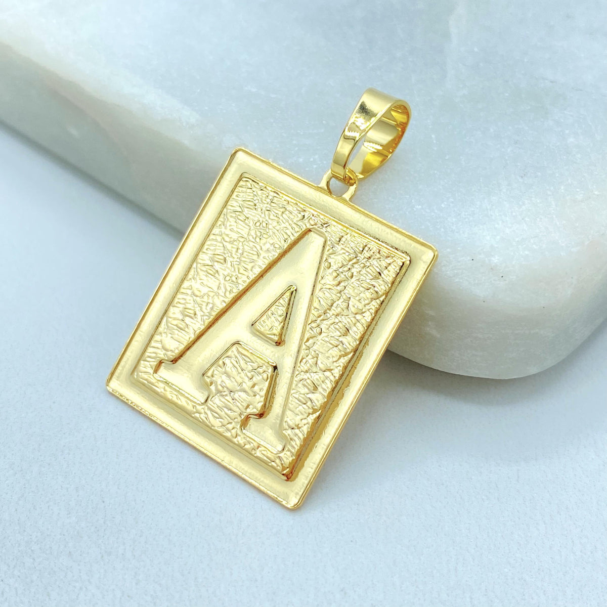 18K Gold Filled Initial Charm, Square Letter Pendant, Choose Initial, Wholesale