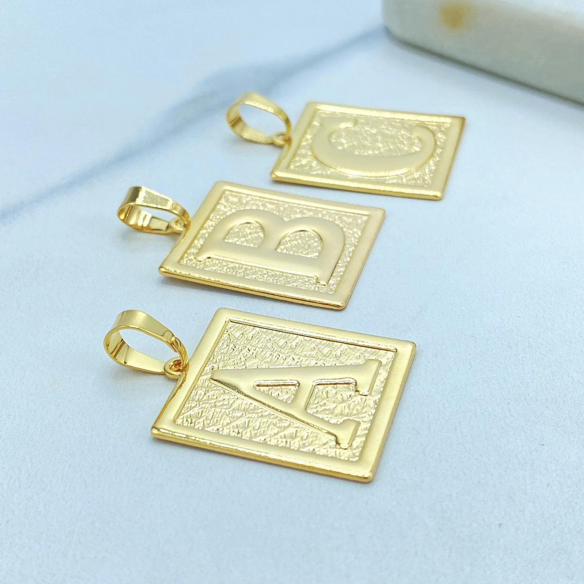 18K Gold Filled Initial Charm, Square Letter Pendant, Choose Initial, Wholesale