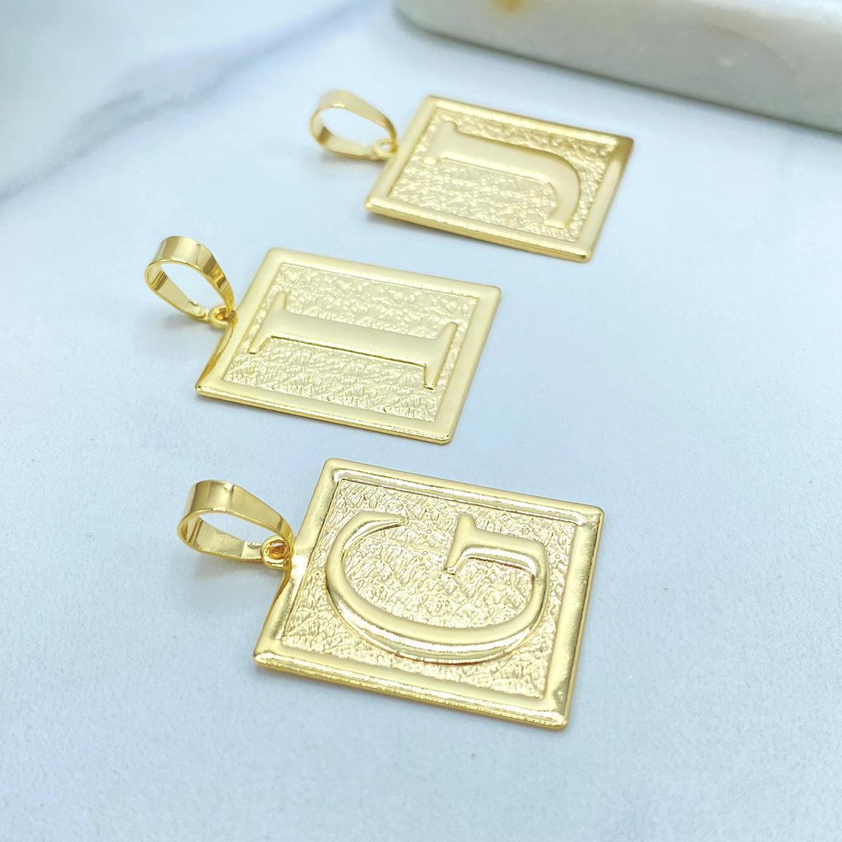 18K Gold Filled Initial Charm, Square Letter Pendant, Choose Initial, Wholesale