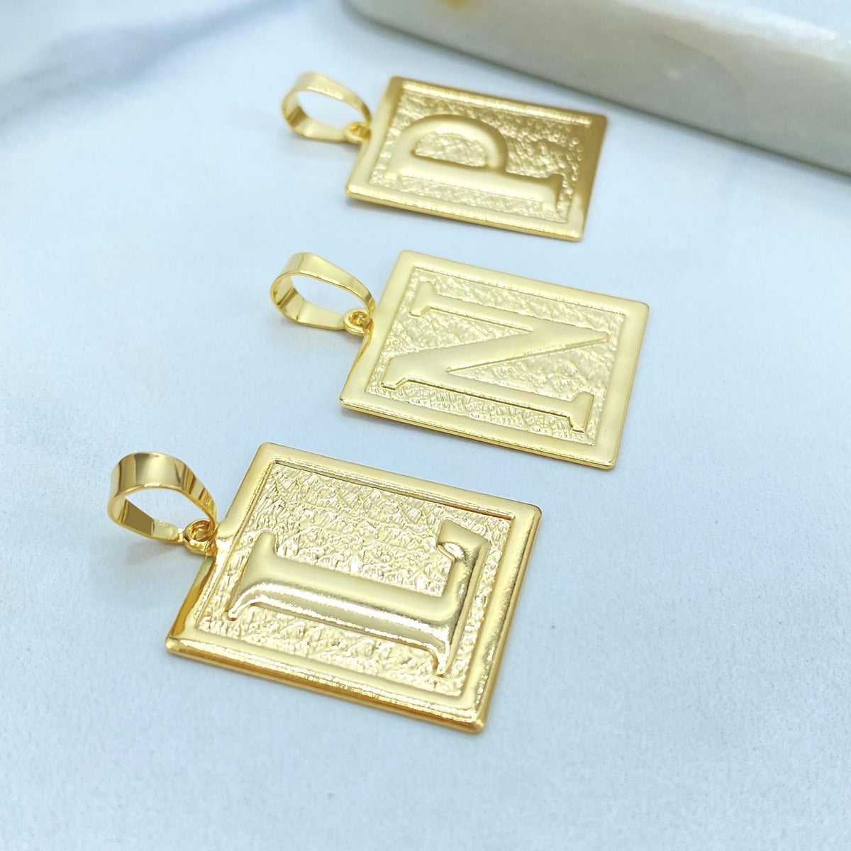 18K Gold Filled Initial Charm, Square Letter Pendant, Choose Initial, Wholesale