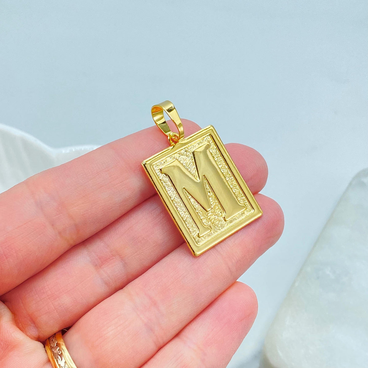 18K Gold Filled Initial Charm, Square Letter Pendant, Choose Initial, Wholesale
