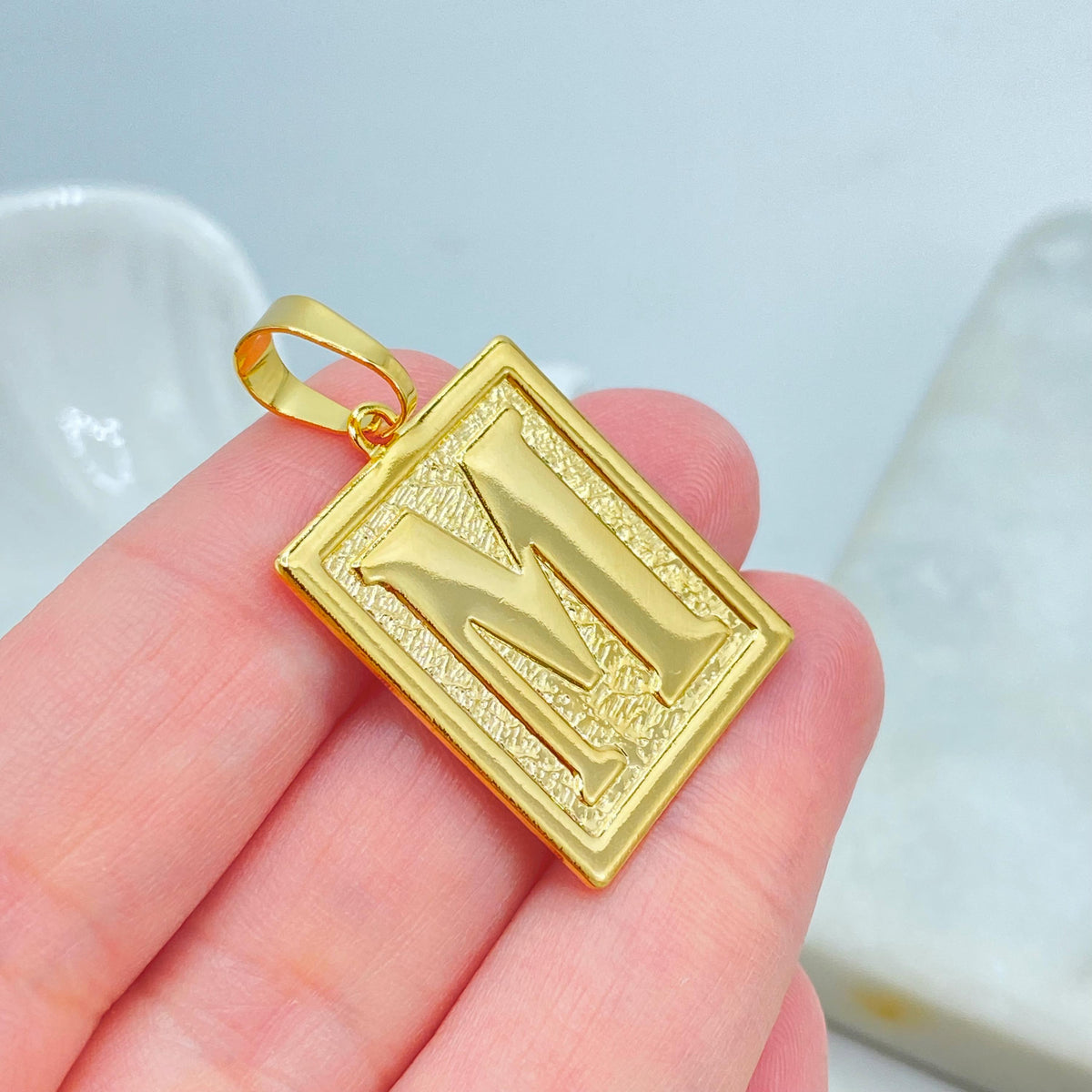 18K Gold Filled Initial Charm, Square Letter Pendant, Choose Initial, Wholesale