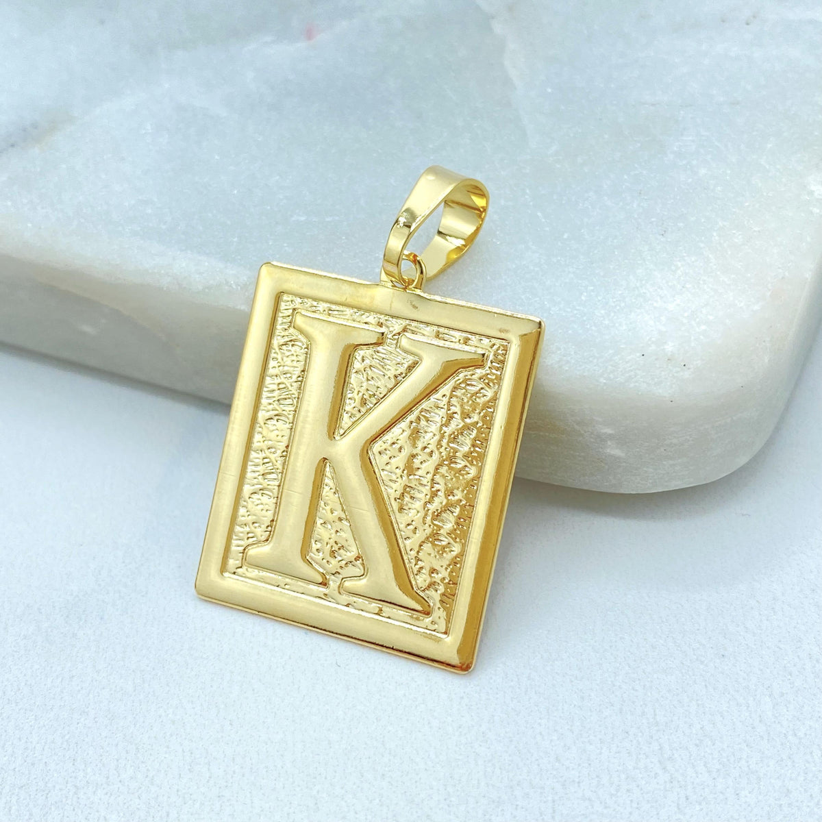 18K Gold Filled Initial Charm, Square Letter Pendant, Choose Initial, Wholesale