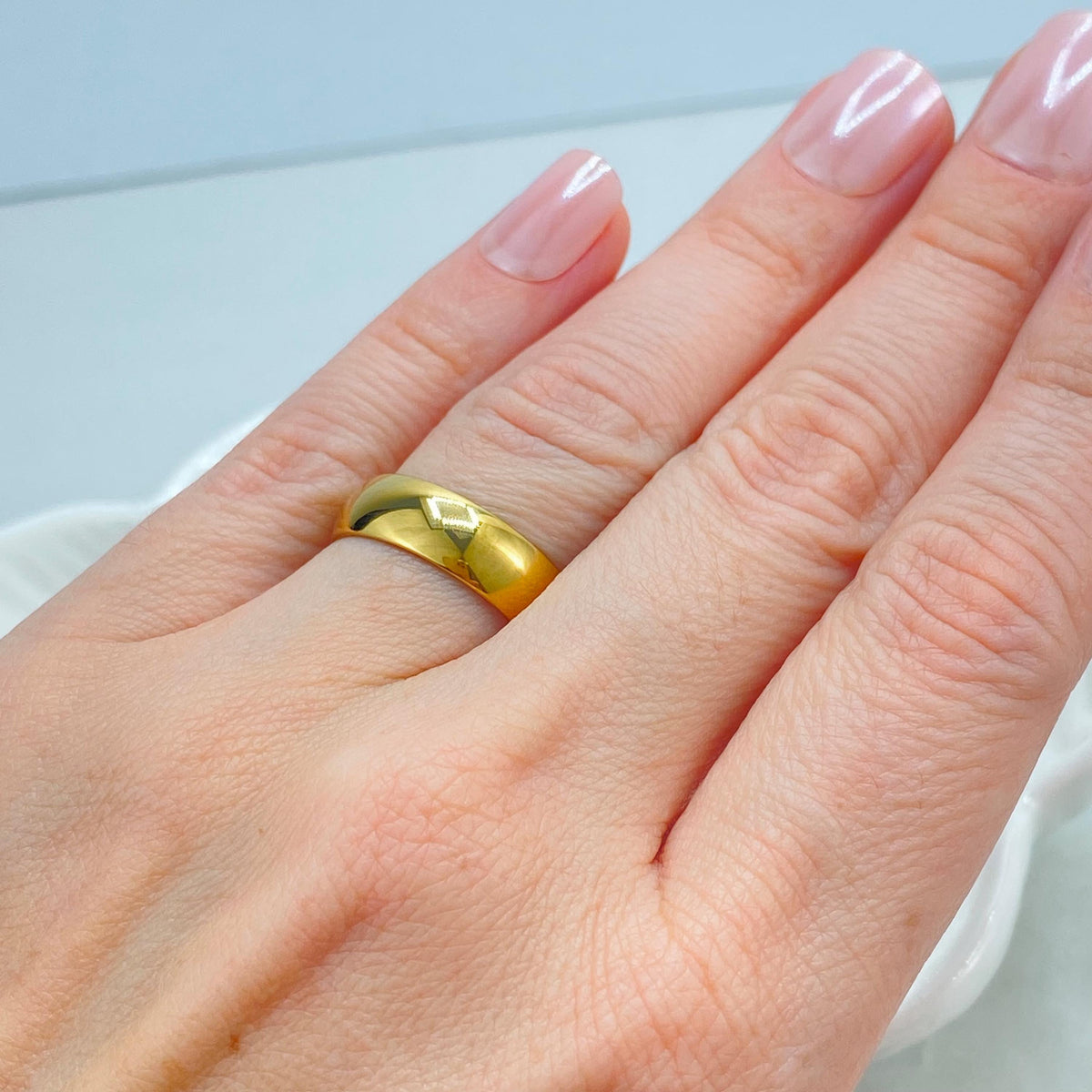 Stainless Steel Wedding Band Ring, Comfort Fit, Rounded Edge, Minimal