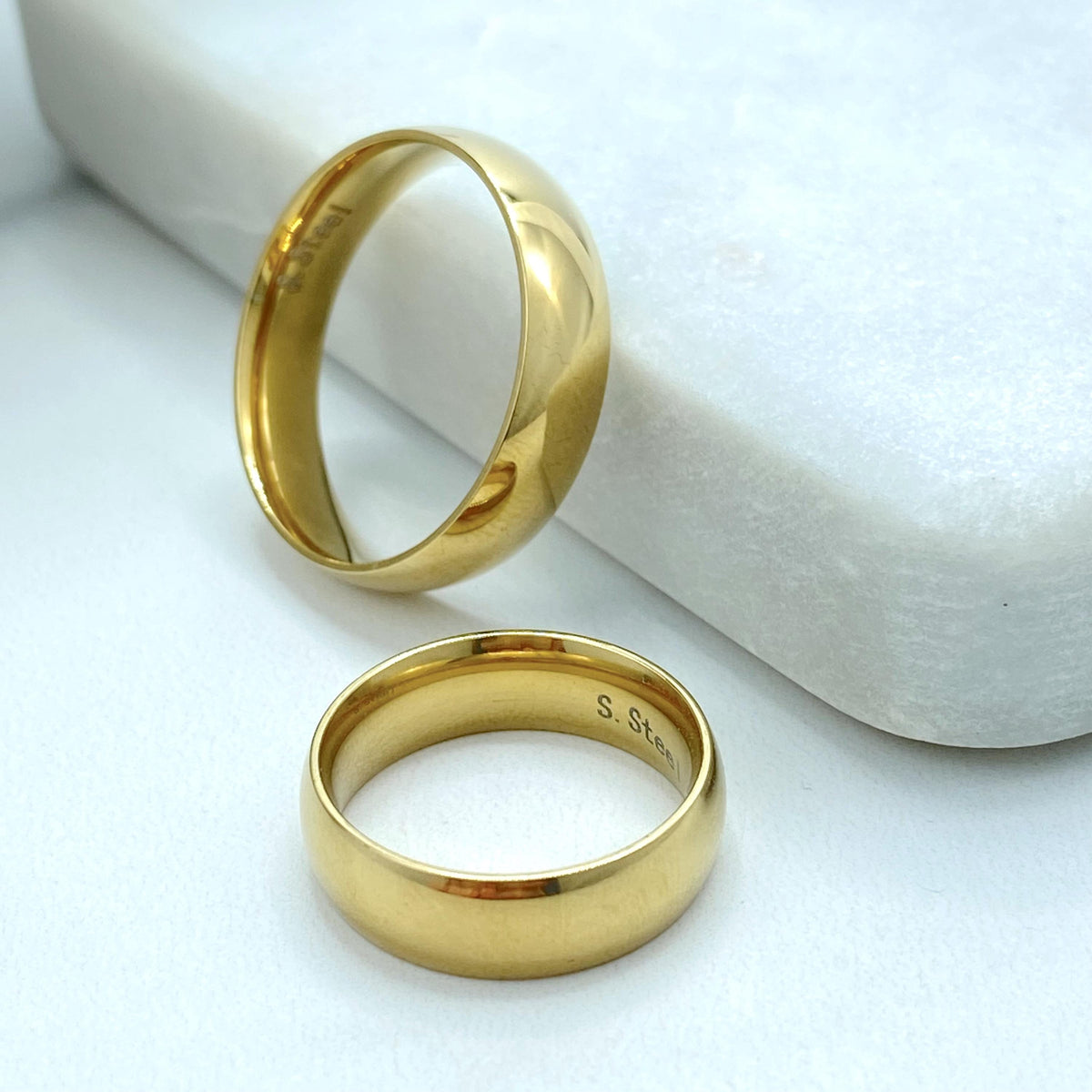 Stainless Steel Wedding Band Ring, Comfort Fit, Rounded Edge, Minimal