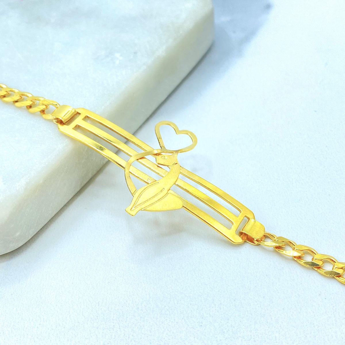 18K Gold Filled Baby Phat Nameplate Bracelet, Kitty Silhouette Statement Bracelet