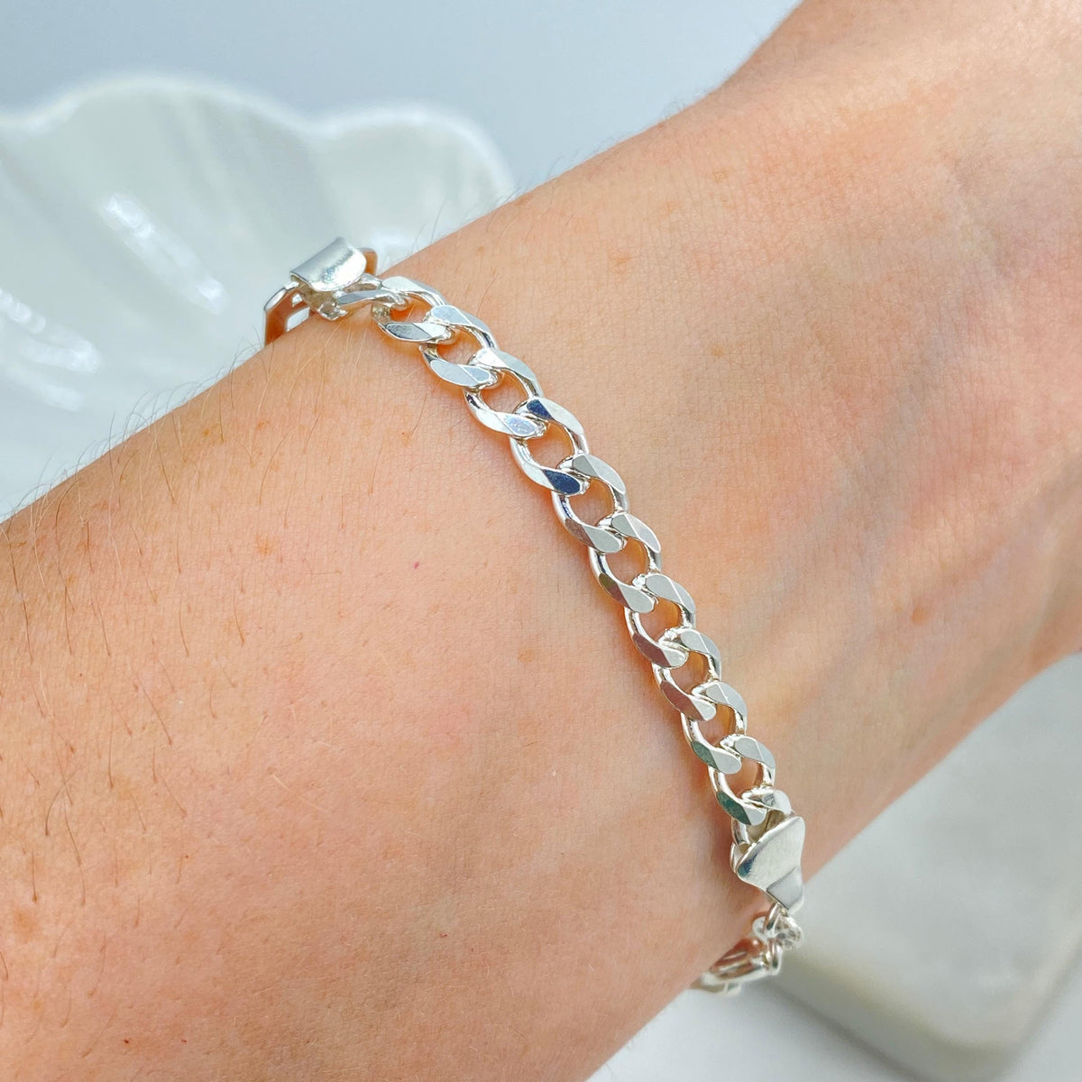 Silver Filled Baby Phat Kitty Bracelet, Curb Link Chain, Y2K Statement Bracelet