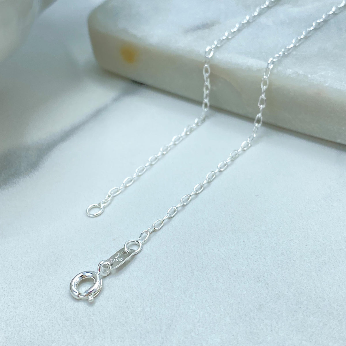 Silver Filled Amor Nameplate Necklace, Textured Script Pendant Figaro Link