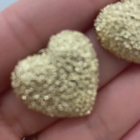 18k Gold Filled Textured Heart Shape Stud Earrings, Heart Stud Earrings, Wholesale Statement Jewelry