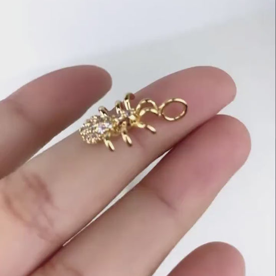 18k Gold Filled Cubic Zirconia Little Spider Charms Pendant Wholesale Jewelry Making Supplies