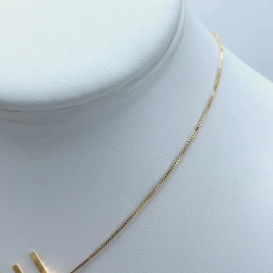 18k Gold Filled 1mm Box Link Chain, Big Letters Initial, Necklace, Wholesale Jewelry Supplies
