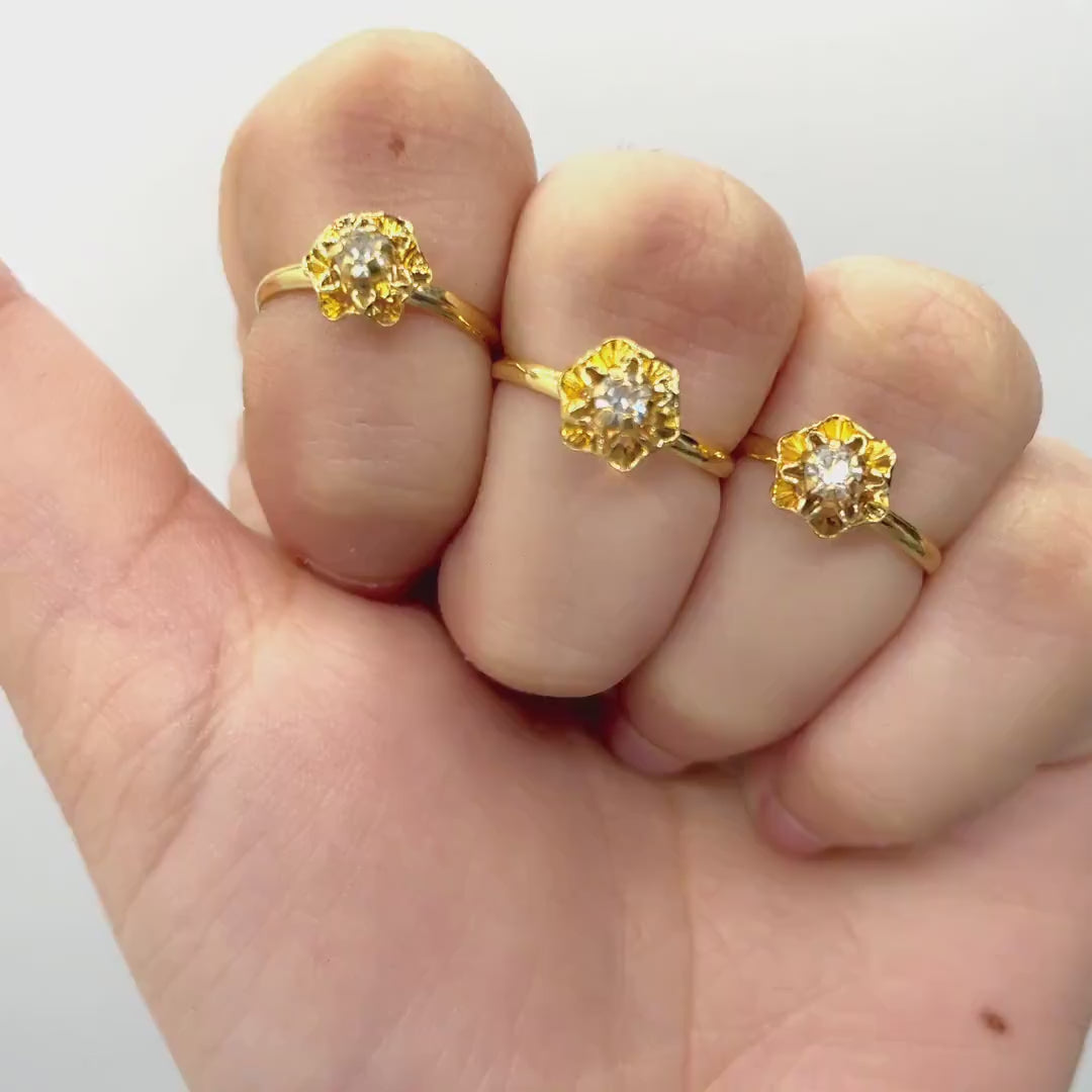 18k Gold Filled Cubic Zirconia Flower Ring for Kids Children Toddler Wholesale Jewelry Making Supplies