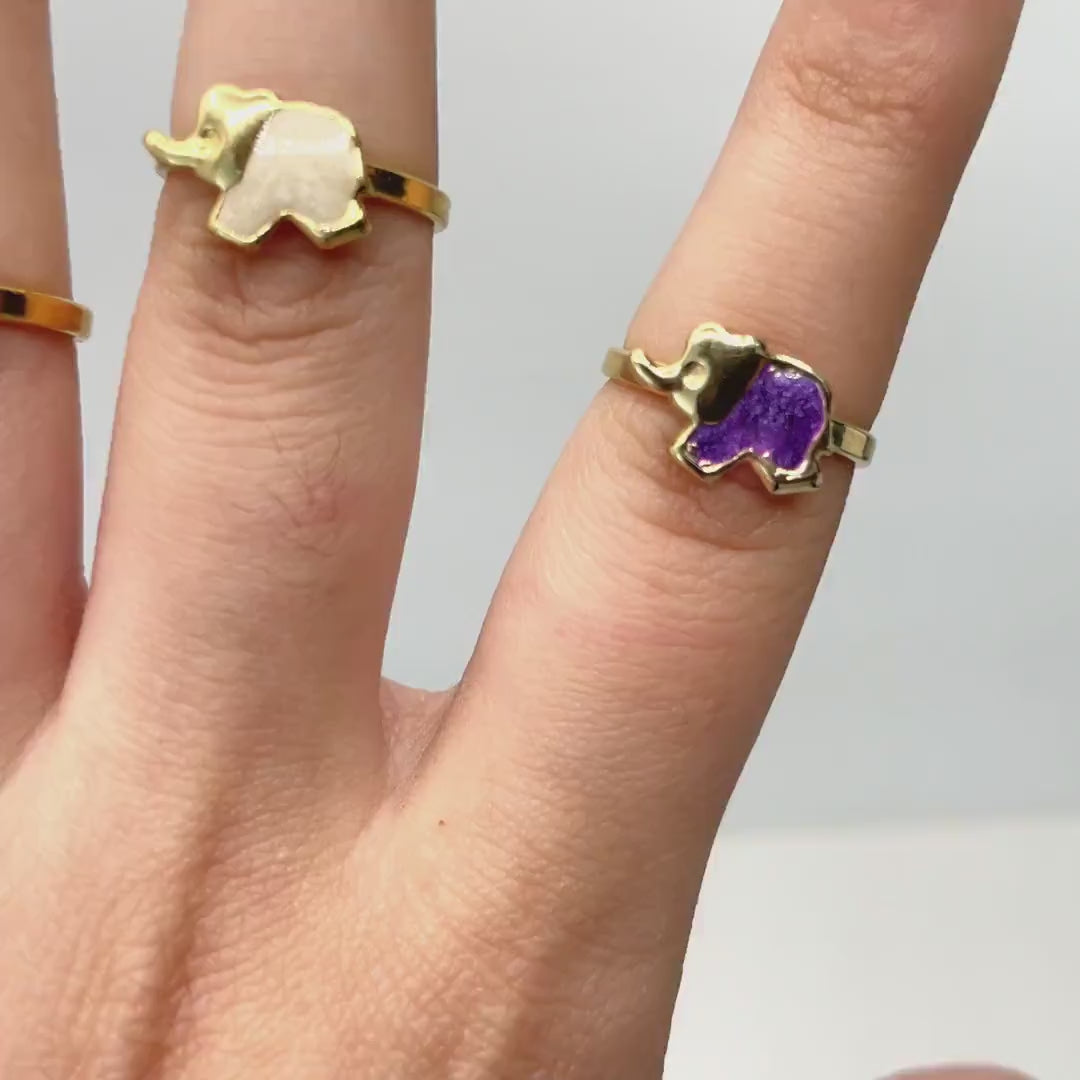 18k Gold Filled Colored Enamel Pink, White, Fuchsia or Purple Elephant Rings for Kids Children Toddler Wholesale Jewelry Making Supplies