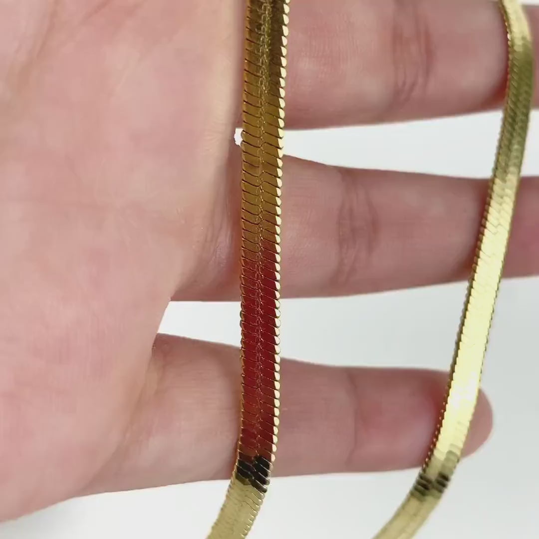 14k Gold Filled Snake Herringbone Chain 6mm, 8mm, 10mm Necklaces for Wholesale Jewelry Making Supplies
